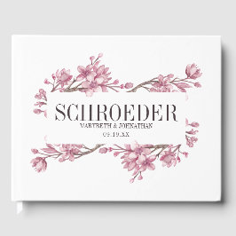 Pink Cherry Blossom Blumenrahmen Hochzeit Gästebuch