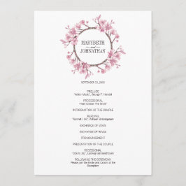 Pink Cherry Blossom Blumenreath Wedding Programm