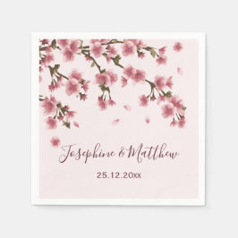 Pink Cherry Blossom Blumenzehen Serviette