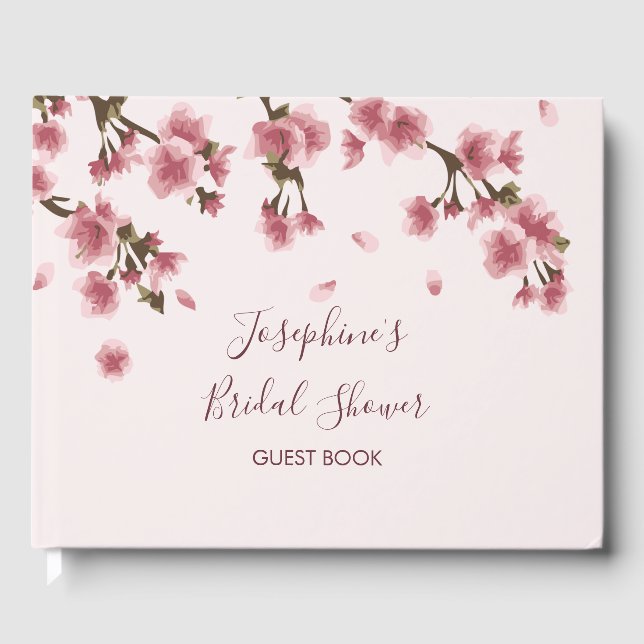 Pink Cherry Blossom Brautparty Gästebuch (Vorderseite)