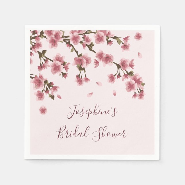 Pink Cherry Blossom Brautparty Serviette (Vorderseite)