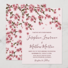 Pink Cherry Blossom Einladung zur Hochzeit