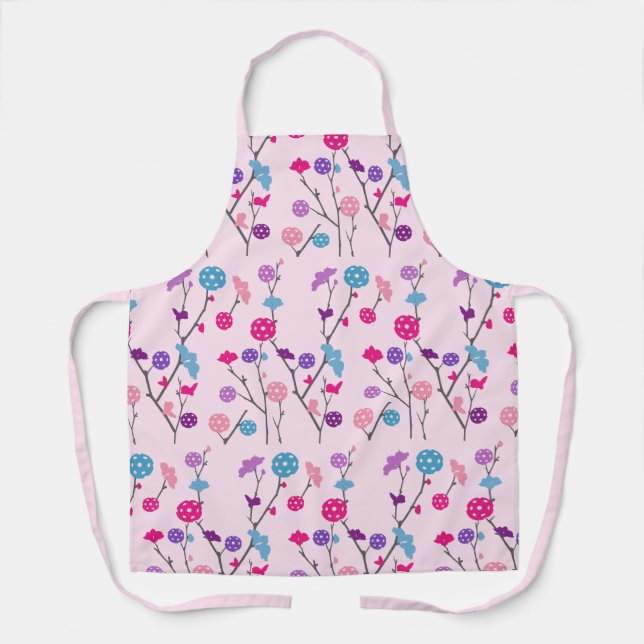 Pink Cherry Blossom Farbenfrohe florale Pickleball Schürze (Vorderseite)