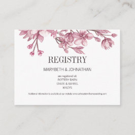 Pink Cherry Blossom floral Registrierungskarte Begleitkarte
