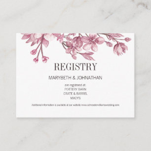 Pink Cherry Blossom floral Registrierungskarte Begleitkarte