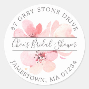 Pink Cherry Blossom Floral Rücksendeadresse Etiket Runder Aufkleber