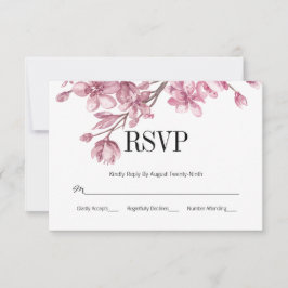 Pink Cherry Blossom Floral Wedding RSVP Karte
