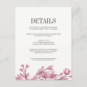 Pink Cherry Blossom florale Details Umschließungsk Begleitkarte