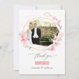 Pink Cherry Blossom Frühjahr Hochzeit Foto Collage Dankeskarte