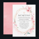 Pink Cherry Blossom Geometric Bat Mitzvah Einladung<br><div class="desc">Trendy Aquarell rosa Sakura Fledermaus Mitzvah laden mit der Rose goldene geometrische Rahmen entworfen,  um schnell und einfach auf Ihre Event-Spezifikationen angepasst werden.</div>
