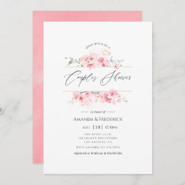 Pink Cherry Blossom Geometric Couples Dusche Einladung