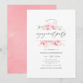 Pink Cherry Blossom Geometric Engagement Party Einladung
