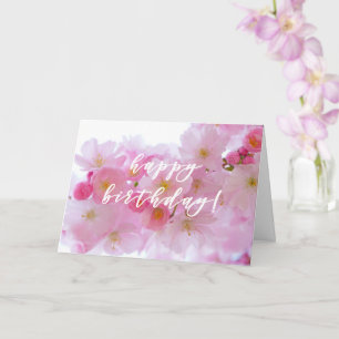 Pink Cherry Blossom Happy Birthday Karte