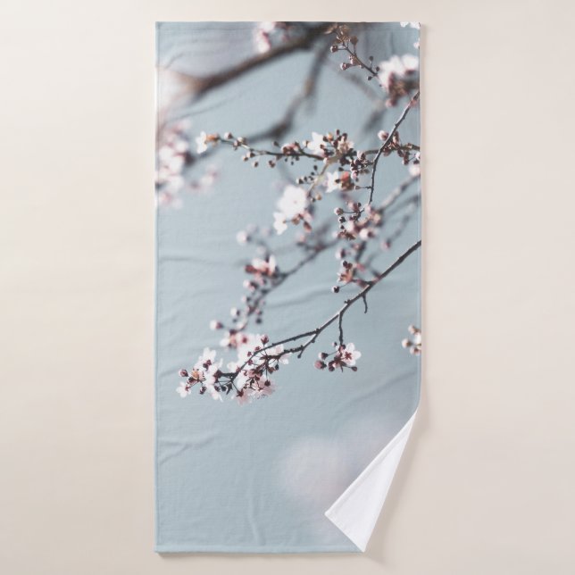 PINK CHERRY BLOSSOM IN NAH-OBEN-FOTOGRAFIE BADEHANDTUCH (Badehandtuch)