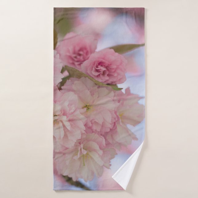 PINK CHERRY BLOSSOM IN NAH-OBEN-FOTOGRAFIE BADEHANDTUCH (Badehandtuch)
