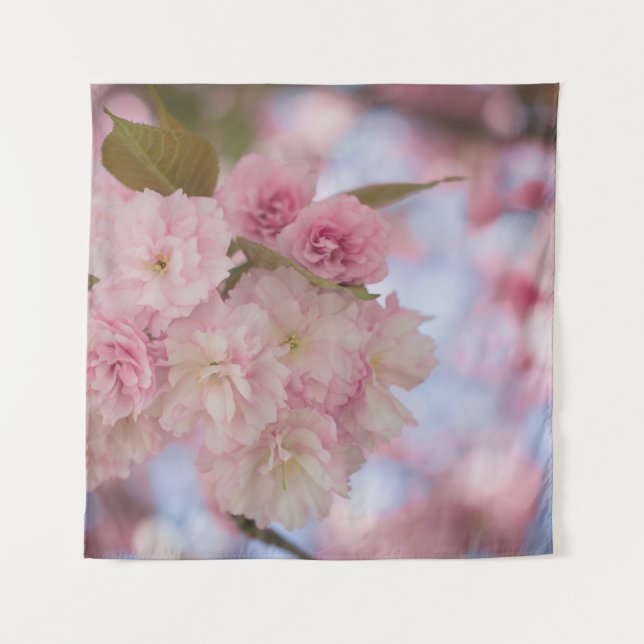 PINK CHERRY BLOSSOM IN NAH-OBEN-FOTOGRAFIE WANDTEPPICH (Vorderseite)