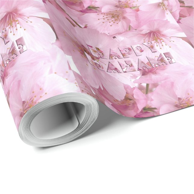 Pink Cherry Blossom Japanisches Festival Happy Han Geschenkpapier (Rolleneckpunkt)