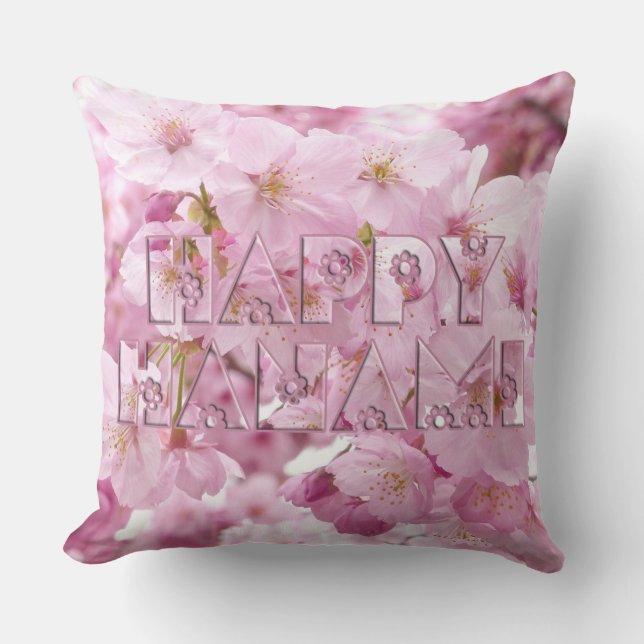 Pink Cherry Blossom Japanisches Festival Happy Han Kissen (Vorderseite)
