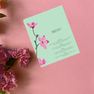 Pink Cherry Blossom Mint Green Quinceanera Menü