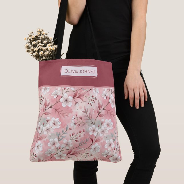 Pink cherry blossom monogram tasche (Von Nahem)