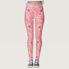 Pink Cherry Blossom Muster Leggings