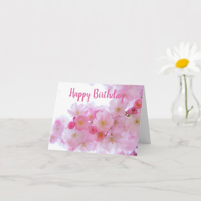 Pink Cherry Blossom | Personalisierter Geburtstag Karte (Kleines Gewächs)