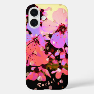 Pink Cherry Blossom Petal Spring & Name iPhone 16 Hülle