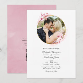 Pink Cherry Blossom QR UAWG Spring Wedding Einladung