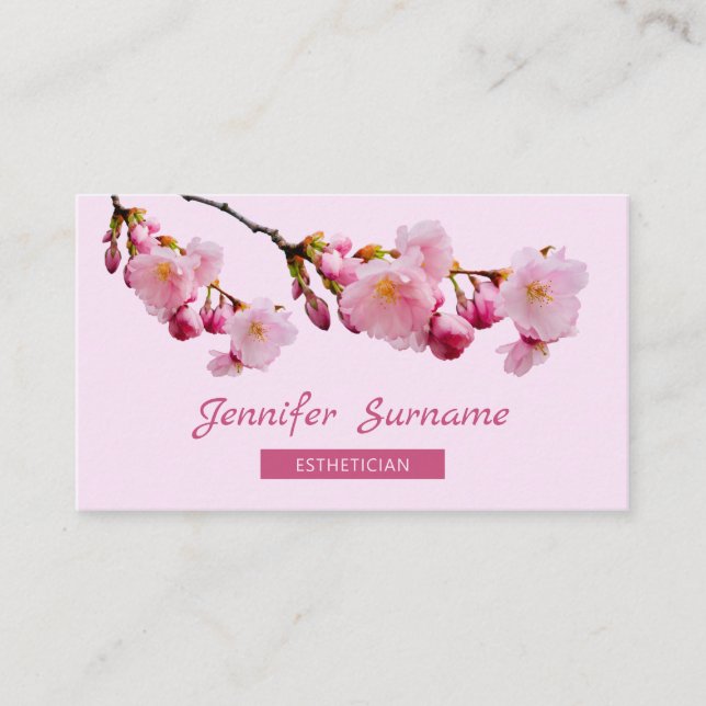 Pink Cherry Blossom Sakura Esthetische Pflege Visitenkarte (Vorderseite)