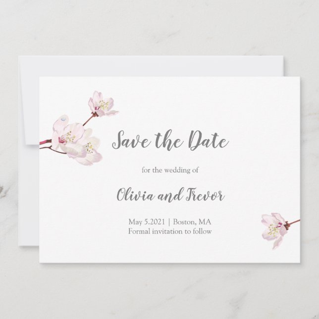 Pink Cherry Blossom Sakura japanische Hochzeit Save The Date (Vorderseite)