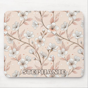 Pink Cherry Blossom Sakura Muster auf Pink (2) Mousepad