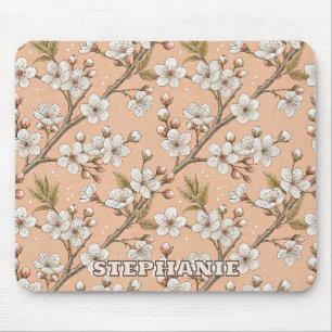 Pink Cherry Blossom Sakura Muster auf Pink (3) Mousepad