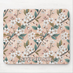 Pink Cherry Blossom Sakura Muster auf Pink (4) Mousepad