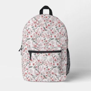 Pink Cherry Blossom Sakura Muster auf Weiß (1) Bedruckter Rucksack