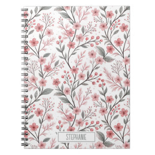 Pink Cherry Blossom Sakura Muster auf Weiß (1) Notizblock