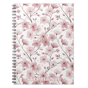 Pink Cherry Blossom Sakura Muster auf Weiß (2) Notizblock