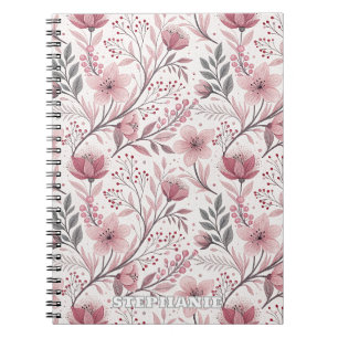 Pink Cherry Blossom Sakura Muster auf Weiß (3) Notizblock