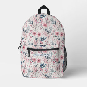 Pink Cherry Blossom Sakura Muster auf Weiß (4) Bedruckter Rucksack