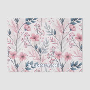 Pink Cherry Blossom Sakura Muster auf Weiß (4) Seidenpapier