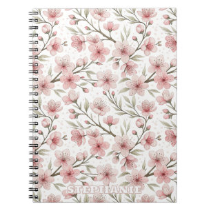 Pink Cherry Blossom Sakura Muster auf Weiß (5) Notizblock