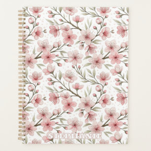 Pink Cherry Blossom Sakura Muster auf Weiß (5) Planer