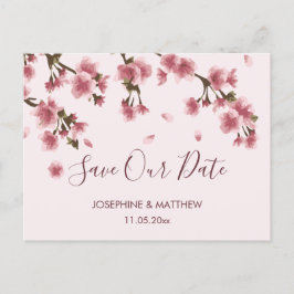 Pink Cherry Blossom Save the Date Ankündigungspostkarte