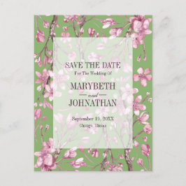 Pink Cherry Blossom Save the Date Einladungspostkarte