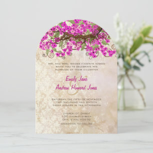 Pink Cherry Blossom Tee Stain Hochzeit Einladungen