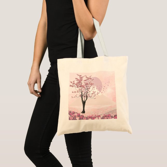 Pink Cherry Blossom Tote Bag Tragetasche (Vorderseite (Produkt))