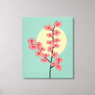 Pink Cherry Blossom und Sun Leinwanddruck