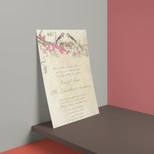 Pink Cherry Blossom Vintag Bird Hochzeiten Einladung