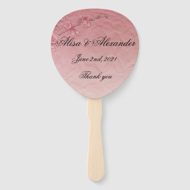 Pink Cherry Blossom Wedding Bridal Einladung Fächer (Vorderseite)