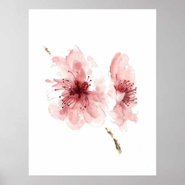 Pink cherry blossom white poster sakura (Vorne)
