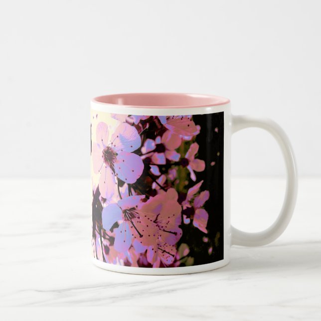 Pink Cherry Blossom Zweifarbige Tasse (Rechts)
